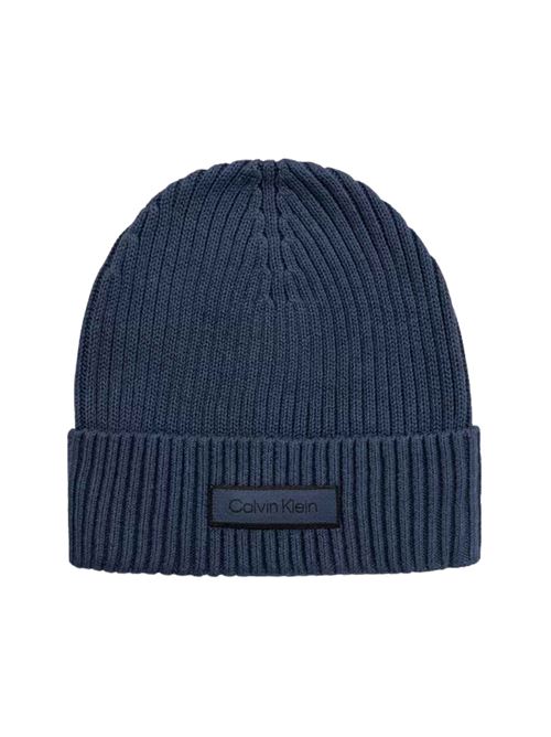Berretto in cotone a coste larghe con patch Calvin Klein | LV04D8053GCEC